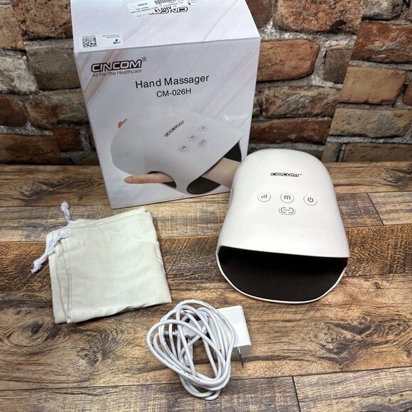 Cincom CM-026H White  Rechargeable Cordless Hand Massager With Heat - Picture 2 of 7